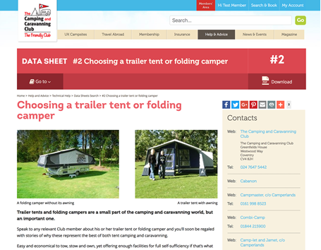 The Camping & Caravanning Club datasheets