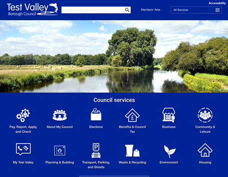 Task orientated home page webiste design for Test Valley District Council