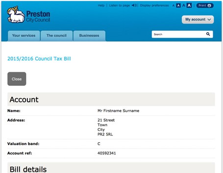 Council tax billing at Preston Council