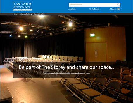 Lancaster microsite theme for The Storey - a creative hub, performing arts venue and contemporary eatery.