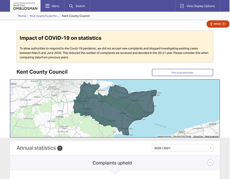 Council level performance dashboard shows a variety of metrics and statistics