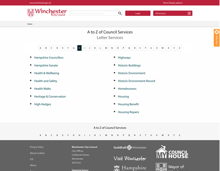 Winchester City Council - a to z