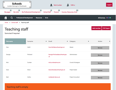 Managing teachers withthin the dashboard