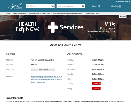 Users can self serve and find their health services that suit their requirements locally.