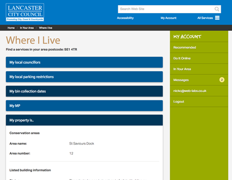 My Lancaster - Council tax payers property profile