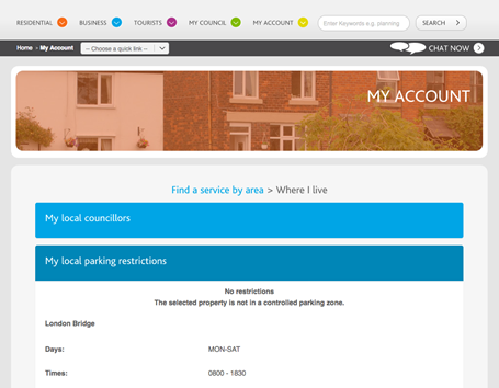 MyFylde parking restrictions for account postcode