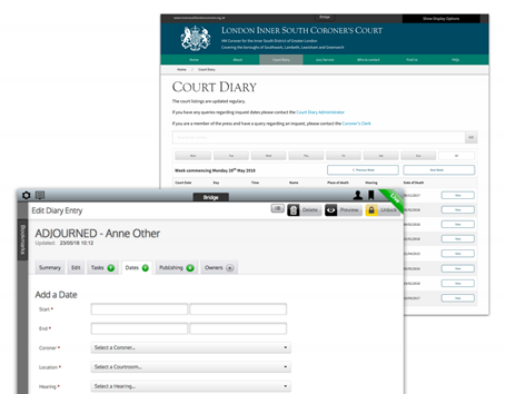 Court Diary custom bridge module 