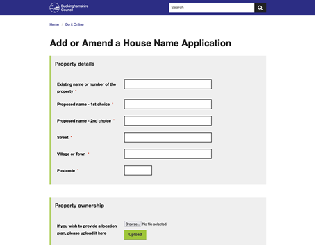 Ammend a house name application