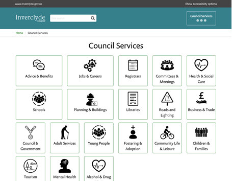 Inverclyde Council online services index