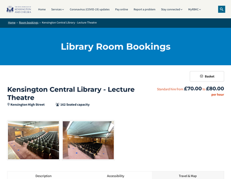 Royal borough of kensington chelsea room bookings - Resource detsails view